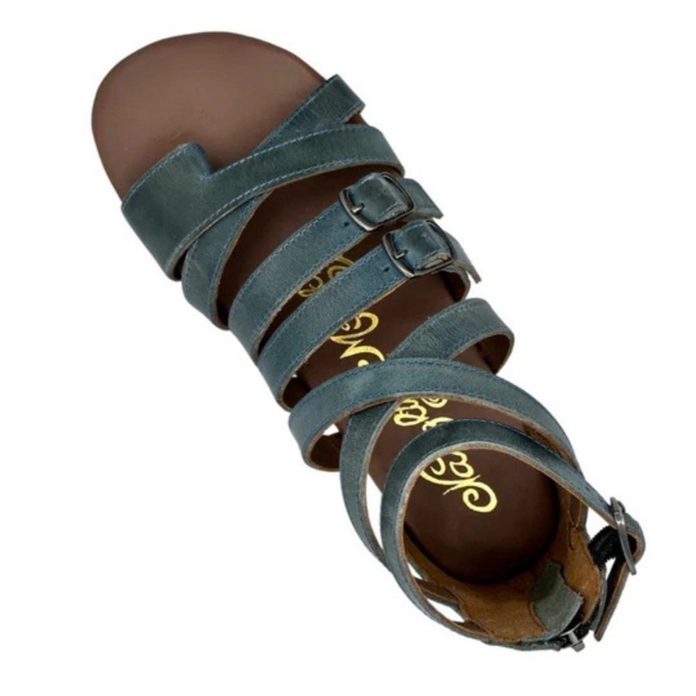 New Sandal Named Blair By Naughty Monkey Sz 10 Multi Strap Teal Adjustable NWOB - Picture 6 of 8